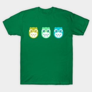 Green Aqua Blue Baby Owls T-Shirt